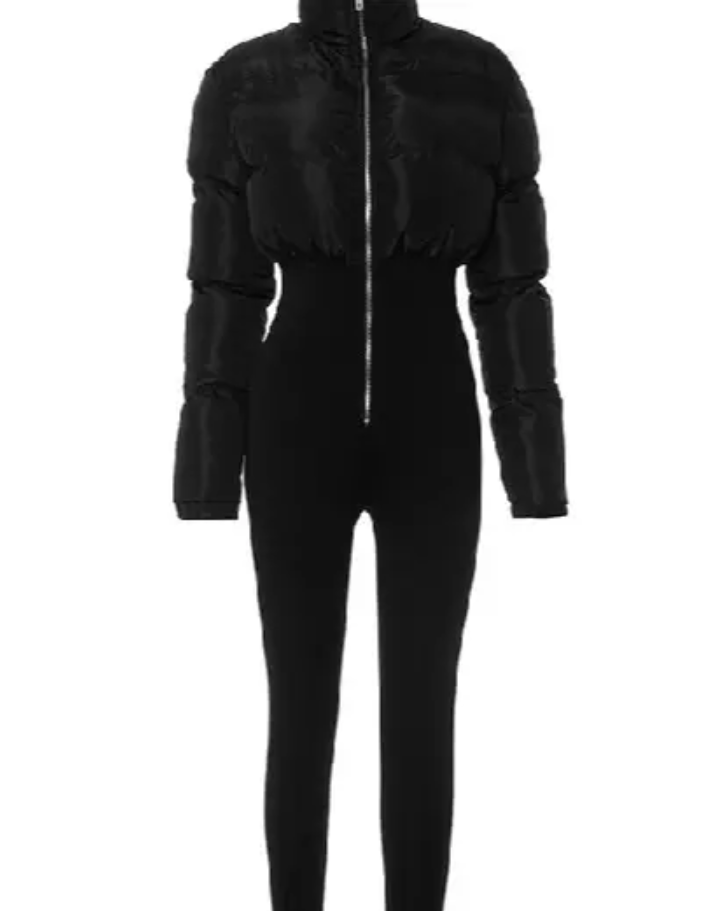 Solid Zipper Cotton Jumpsuit