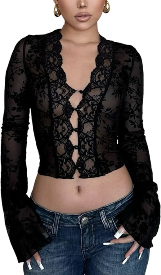 Floral Mesh Crop Top