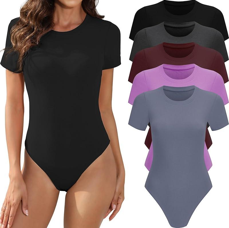 Stretch Fit Short Sleeve Bodysuit – 5 Pack-Pre black Friday sale