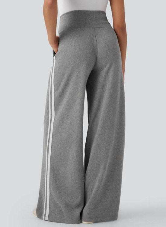 Tummy Control Ribbed Wide Leg Pants