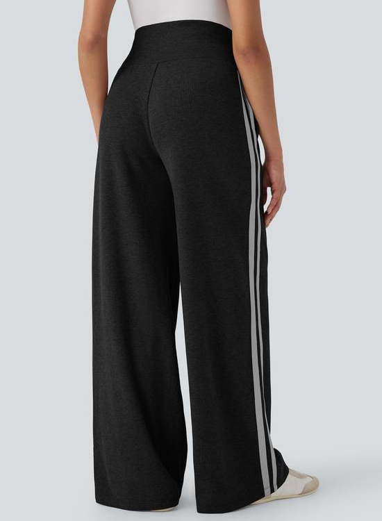 Tummy Control Ribbed Wide Leg Pants