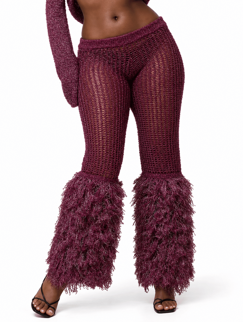 Plum Shaggy Flare Pants