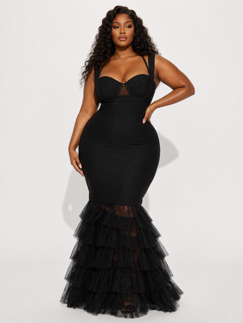 Black Tulle Mermaid Gown