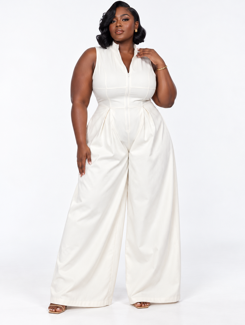 Chic Pleat Wide Jumpsuit