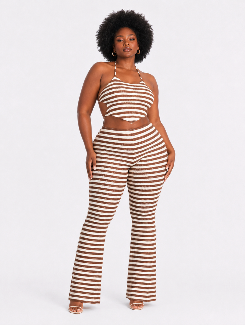 Striped Knit Pant Set