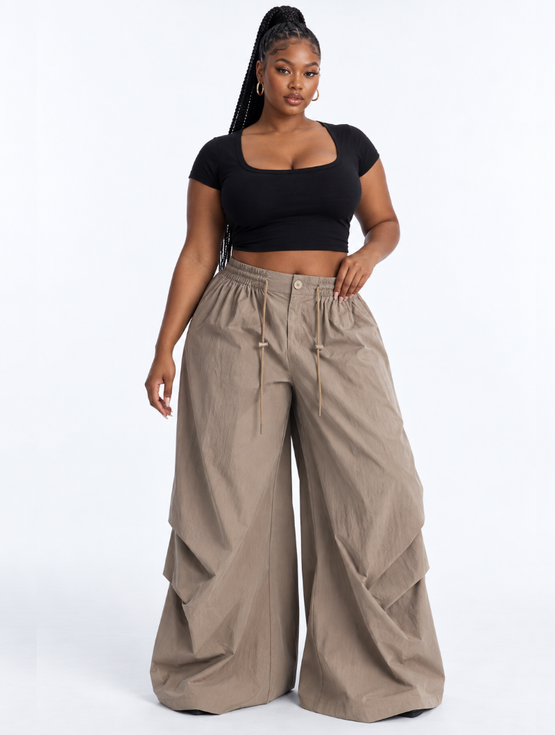 Pleated Wide Utility Pants
