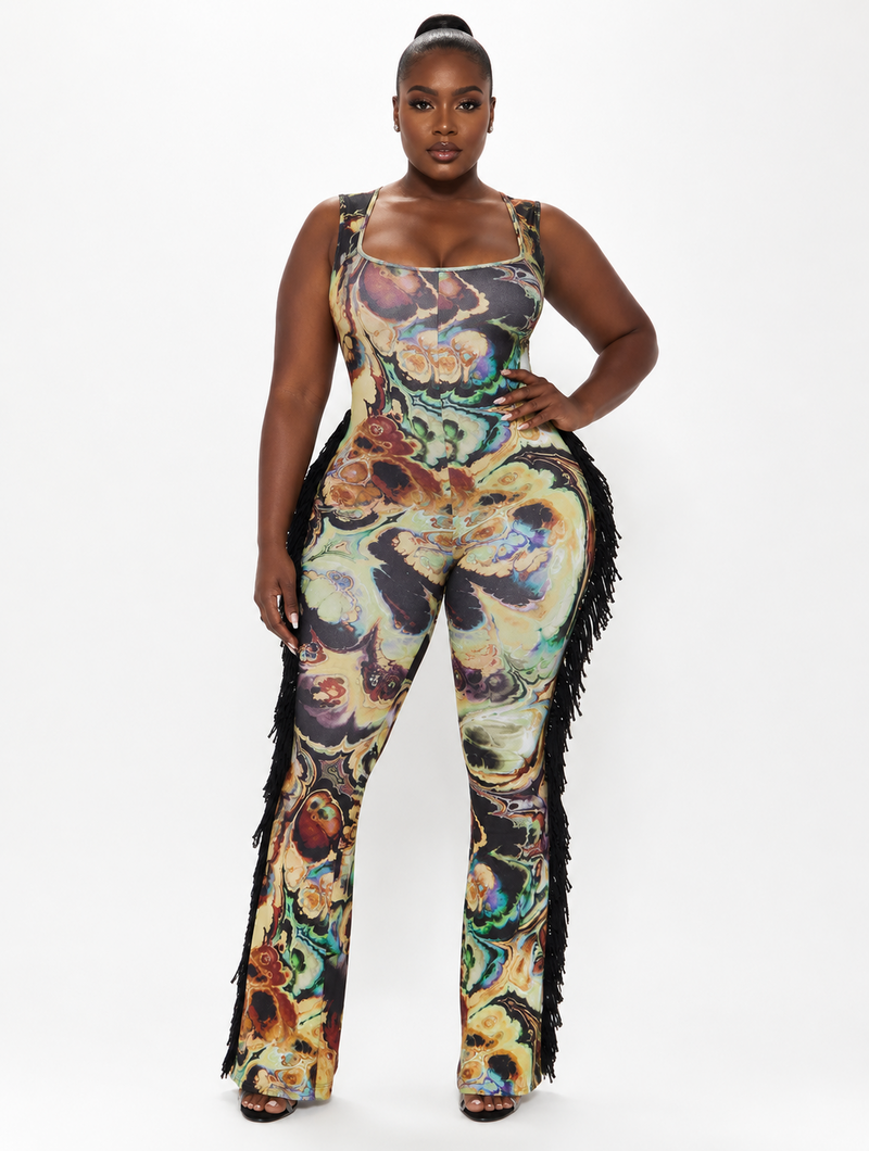 Fluid Motion Fringe Jumpsuit