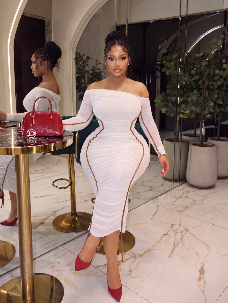 Ivory Hourglass Midi Dress