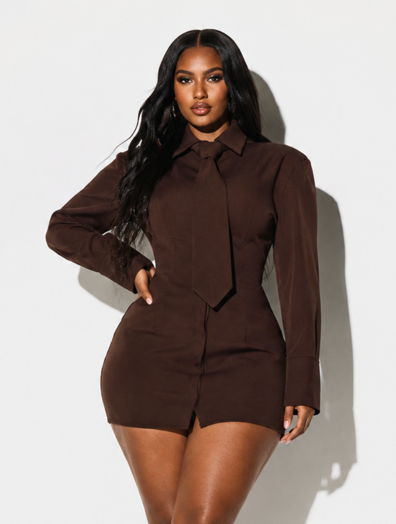 Lace-Up Tie Shirt Dress