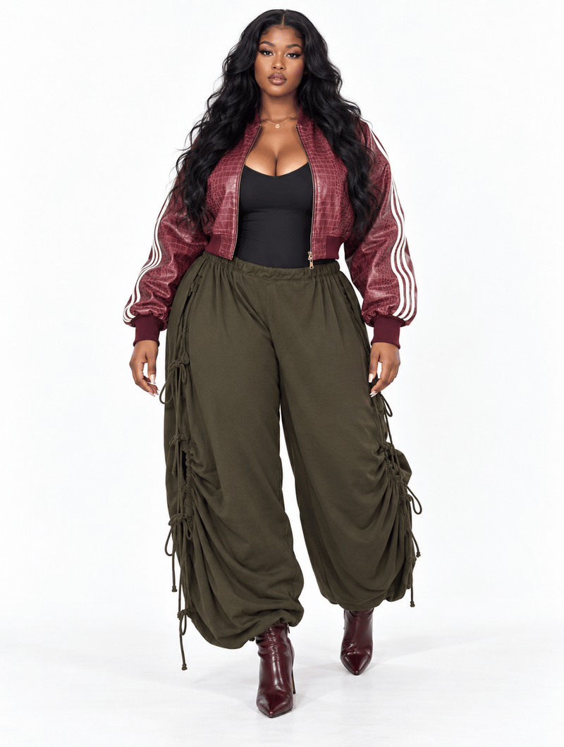 Croc Bomber Ruched Set