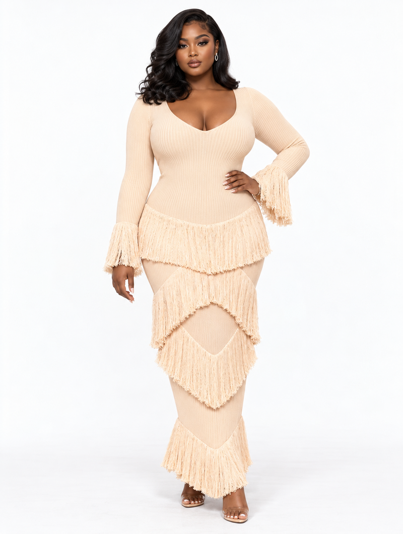 Tiered Fringe Maxi Dress