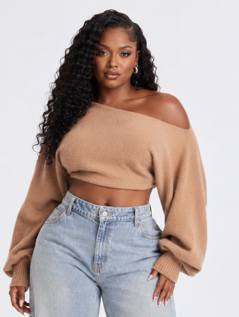Off-Shoulder Crop Knit