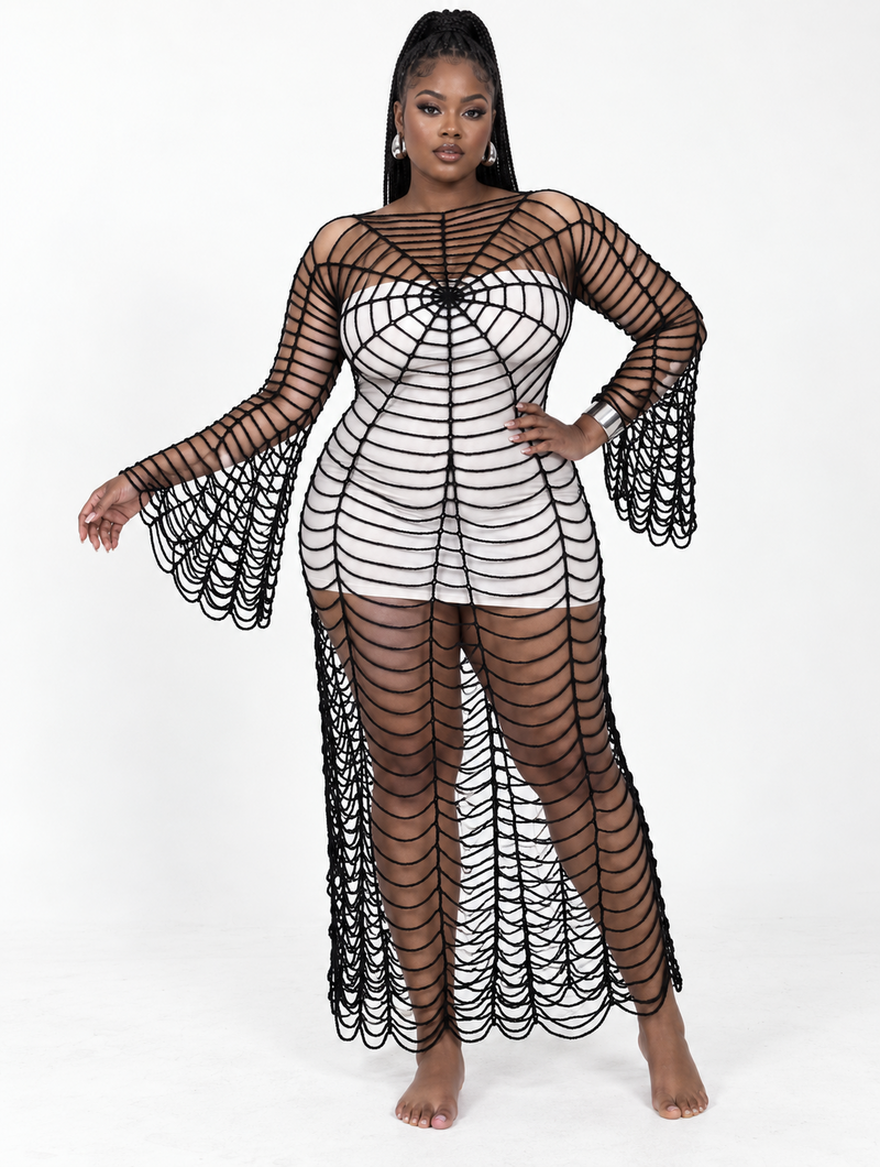 Cobweb Flare Sleeve Dress (Pre-Order)