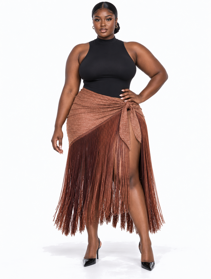 Mocha Fringe Skirt