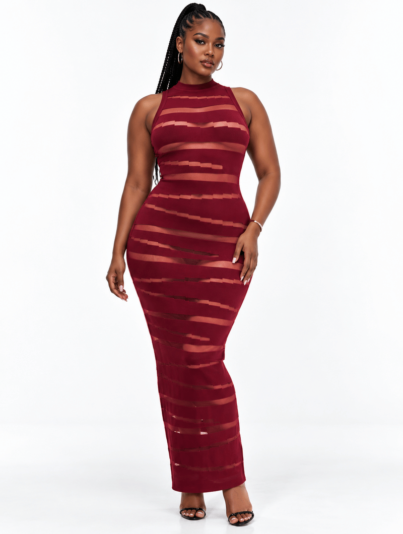 Sheer Stripe Maxi Dress (Pre-Order)