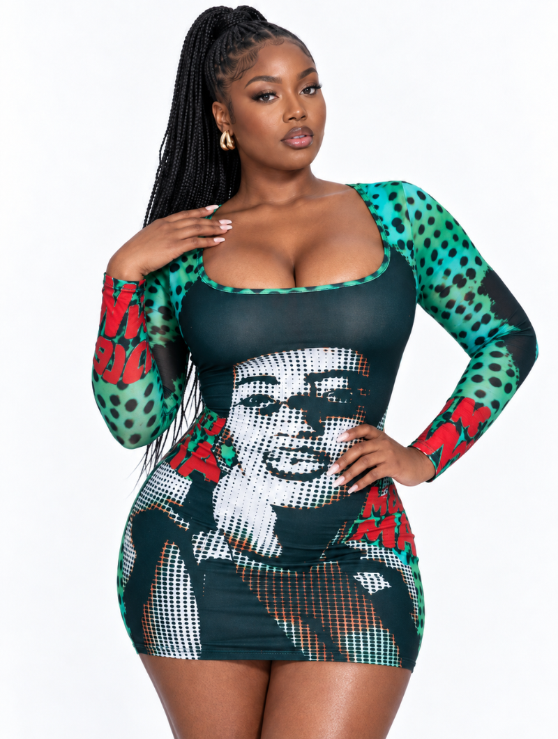 Neon Comic Print Dress