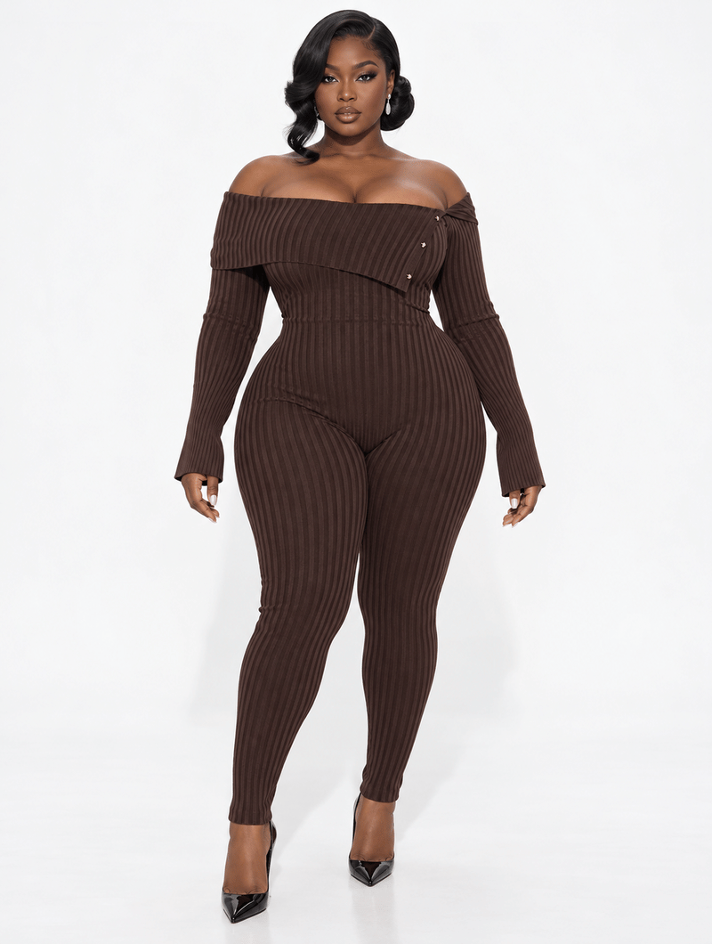 Foldover Rib Knit Catsuit