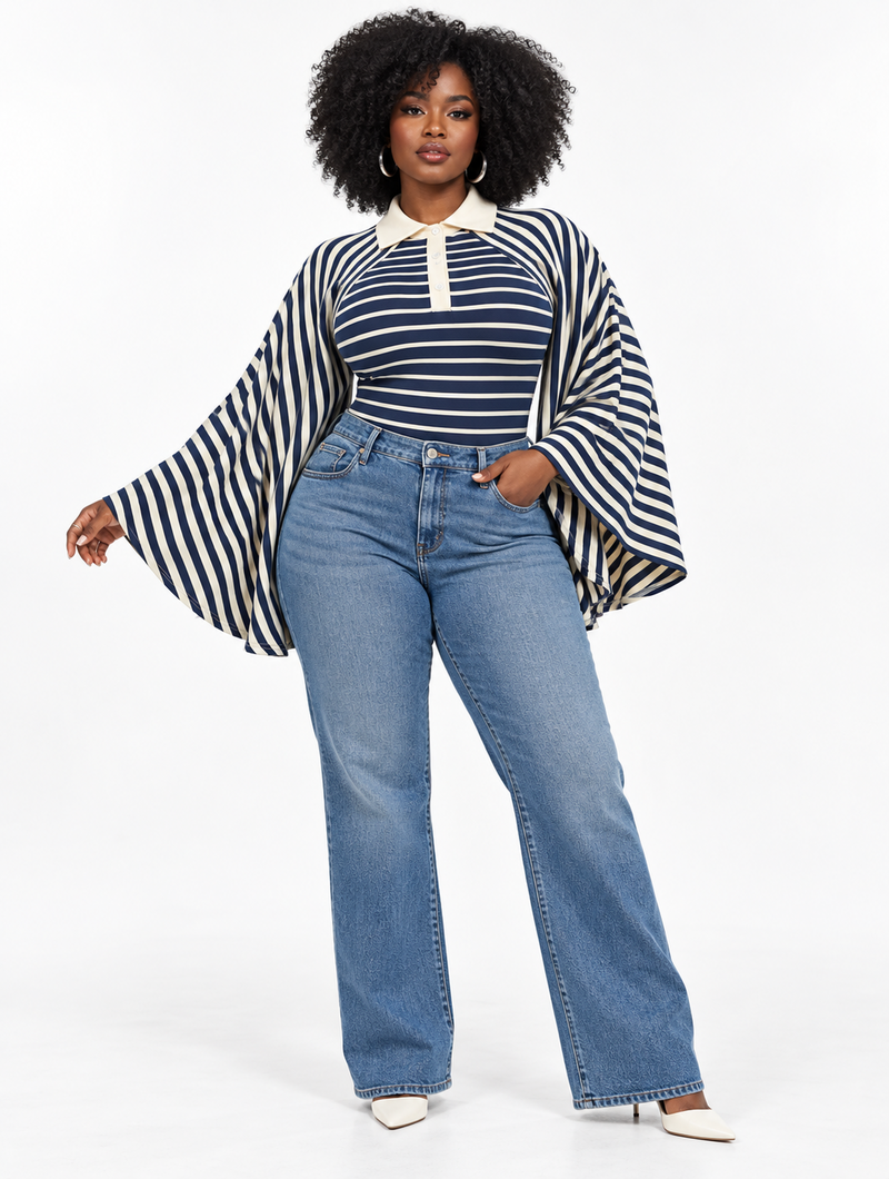Striped Wing Polo Top