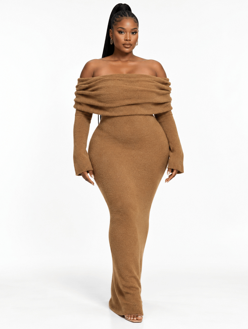 Off-Shoulder Sweater Maxi