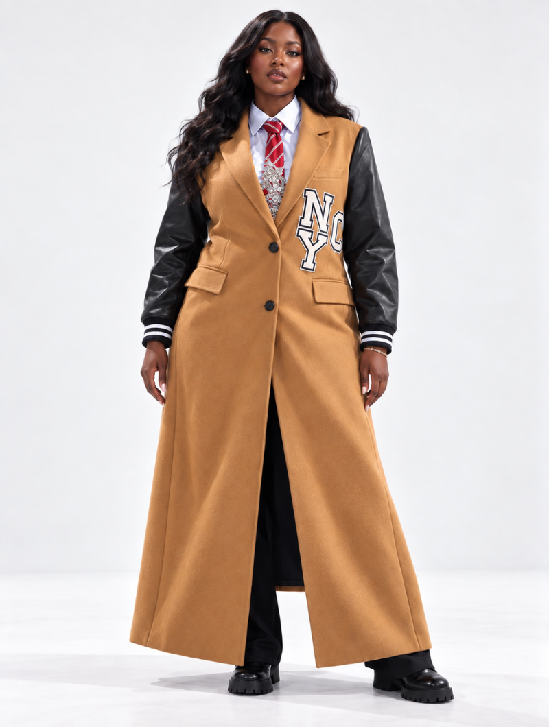 Leather Sleeve Varsity Coat (Pre-Order)
