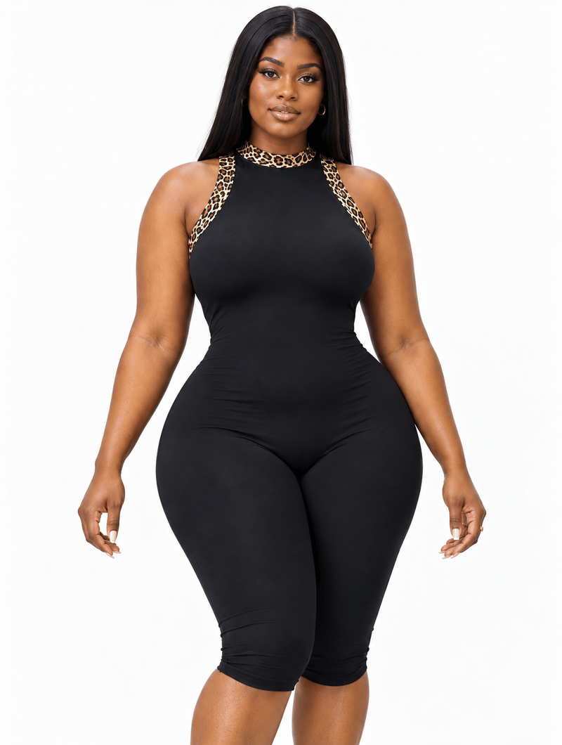 Leopard Accent Sculpt Romper