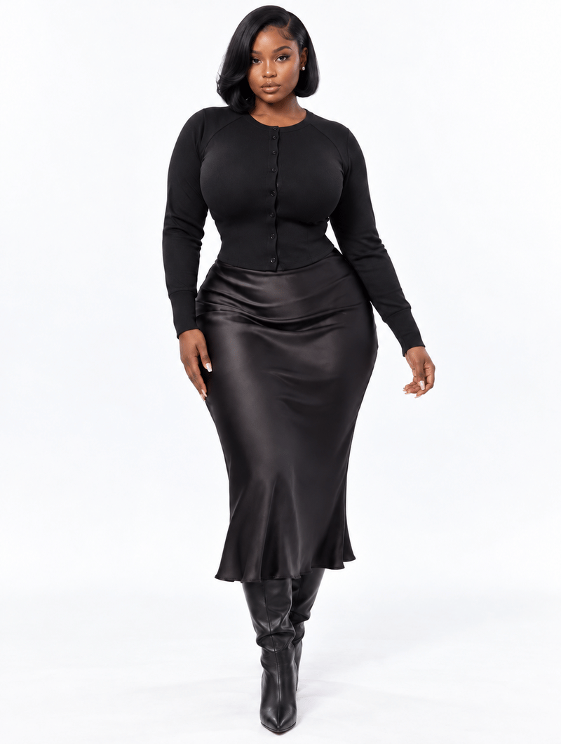 Noir Knit Satin Set