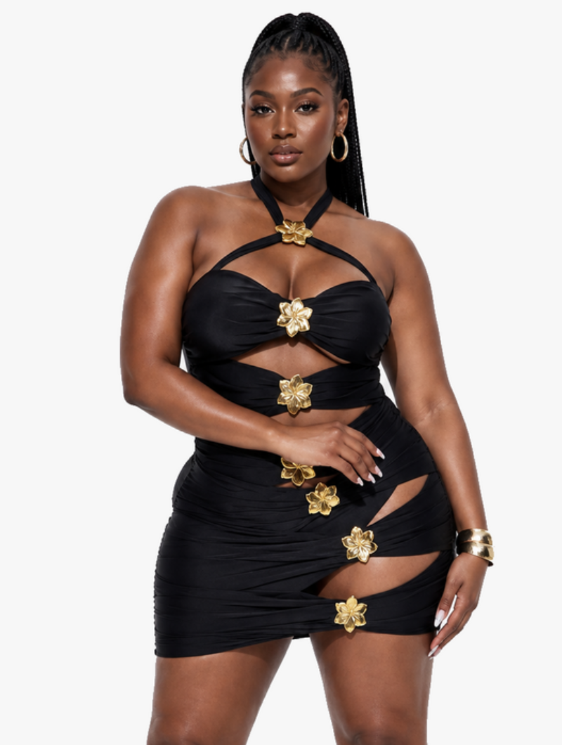Golden Bloom Skirt Set