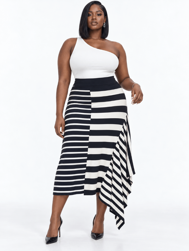 Dual Stripe Flare Skirt