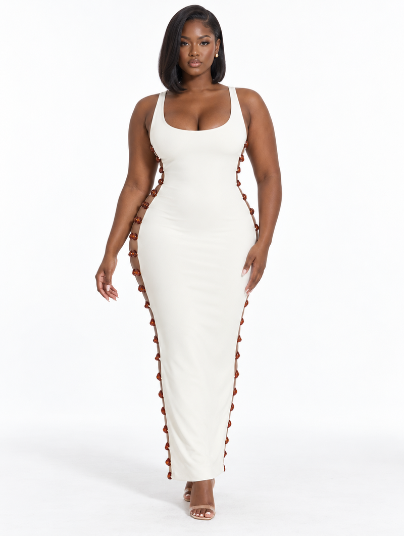 Beaded Cutout Maxi Dress