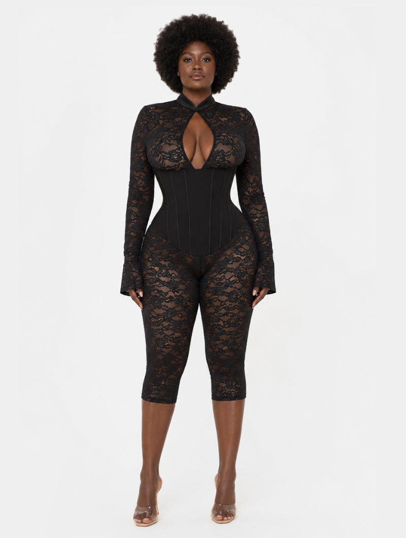Lace Capri Corset Jumpsuit