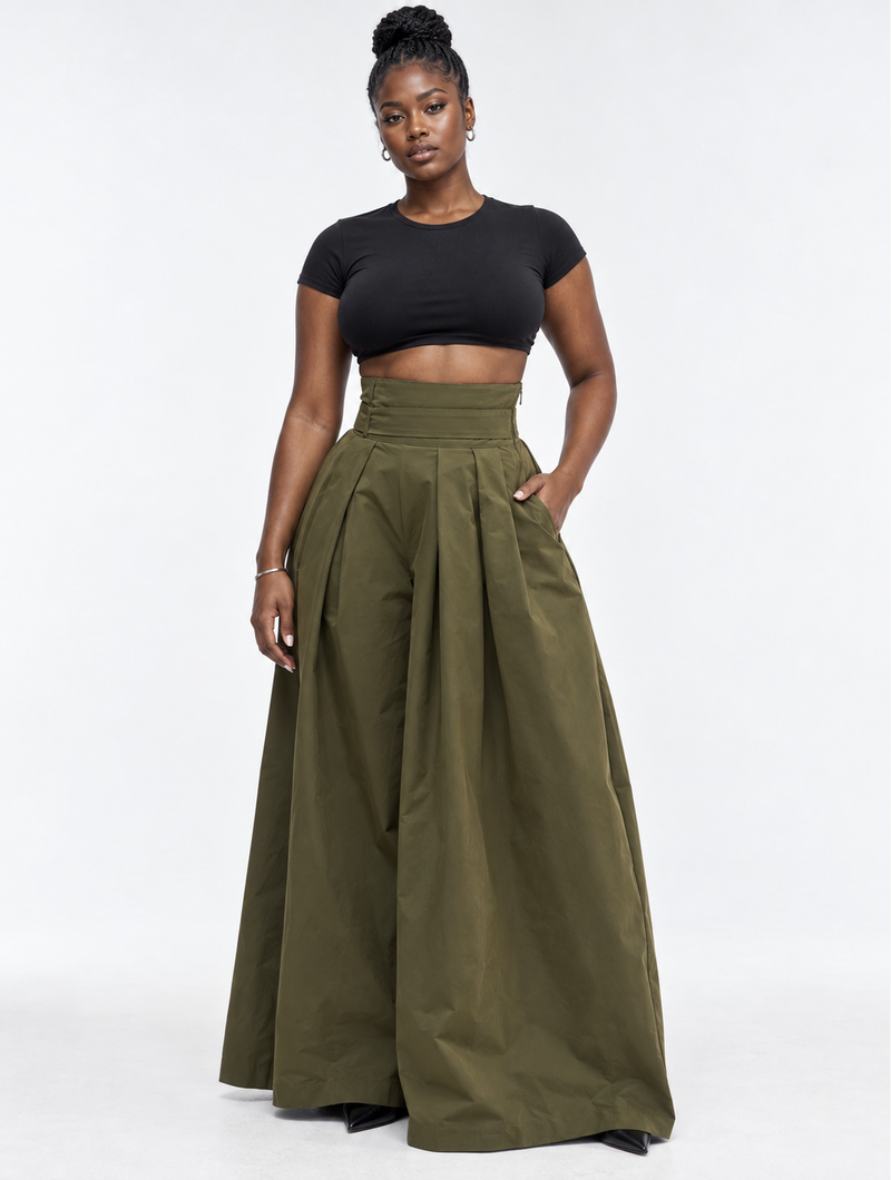 Cinched Drape Wide Pants