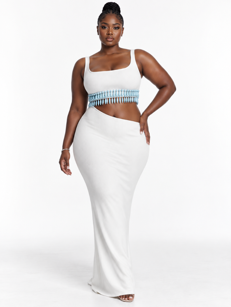 Beaded Fringe Maxi Dress