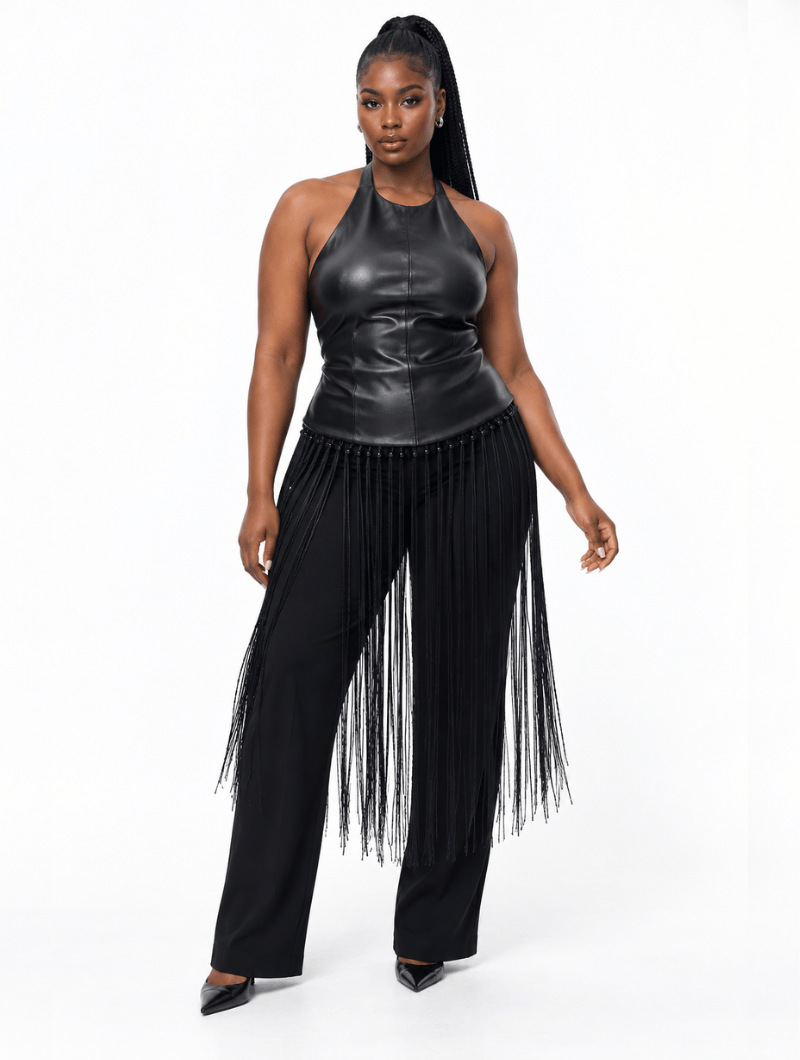 Long Fringe Halter Top