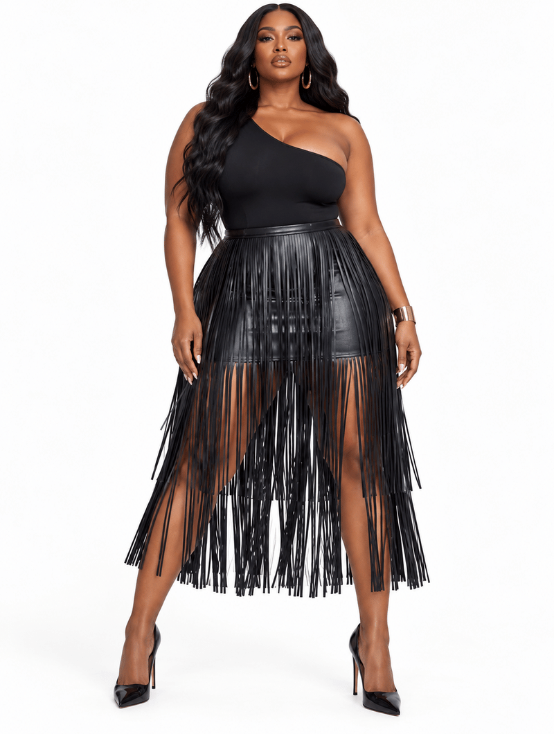 Tiered Leather Fringe Skirt (Pre-Order)
