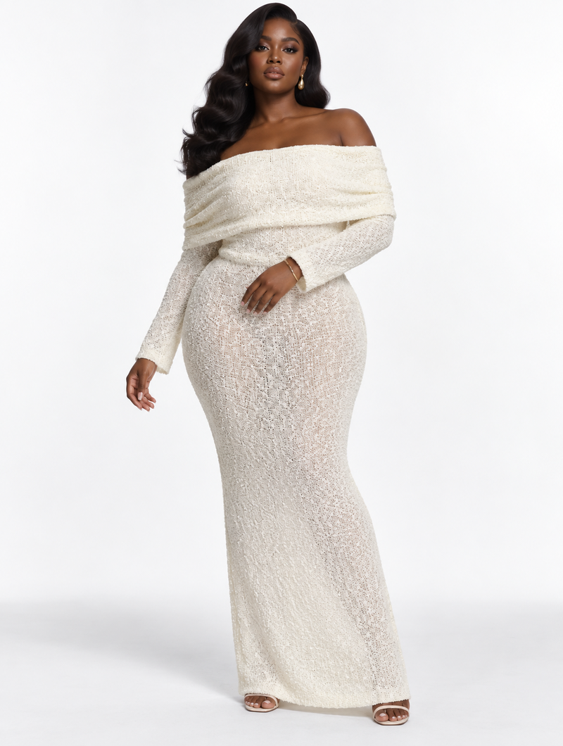 Ivory Foldover Knit Maxi