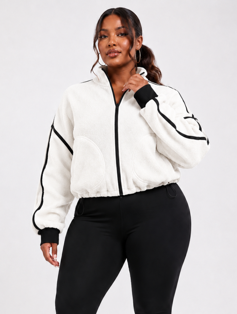 Retro Piping Fleece Jacket