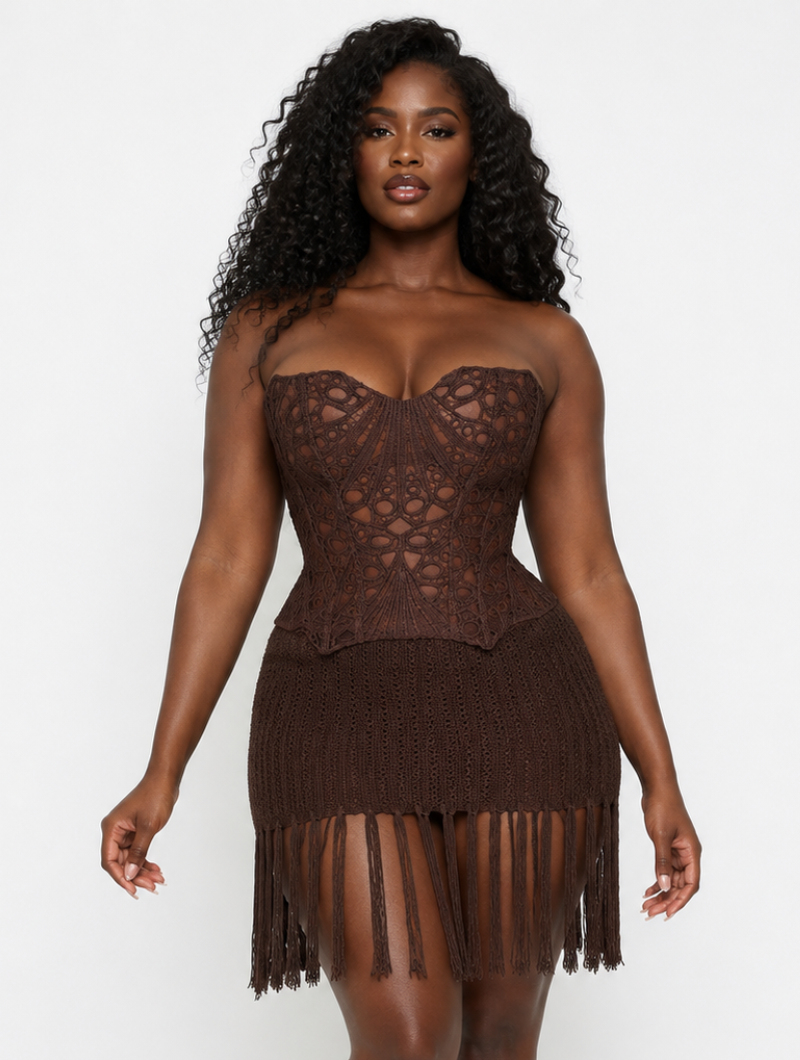 Lace Corset Fringe Set