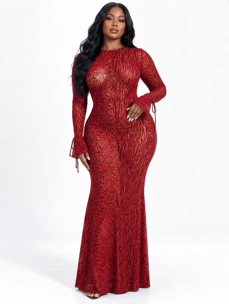 Scarlet Leopard Mesh Dress