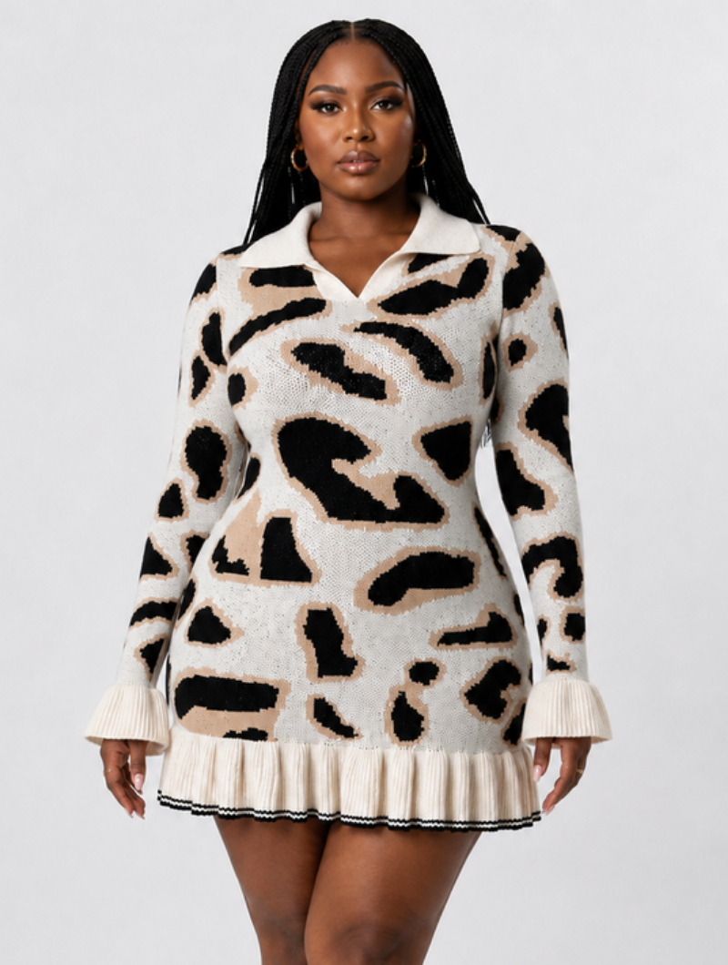 Leopard Polo Sweater Dress