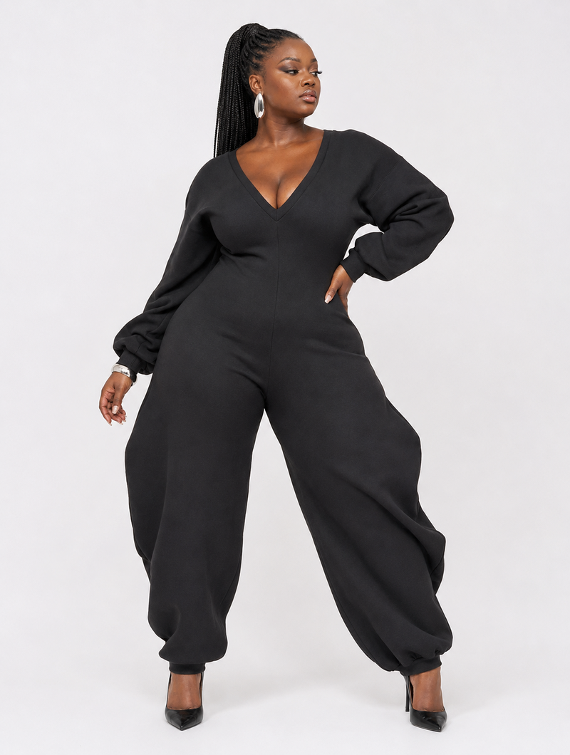 Plunging V Barrel Jumpsuit