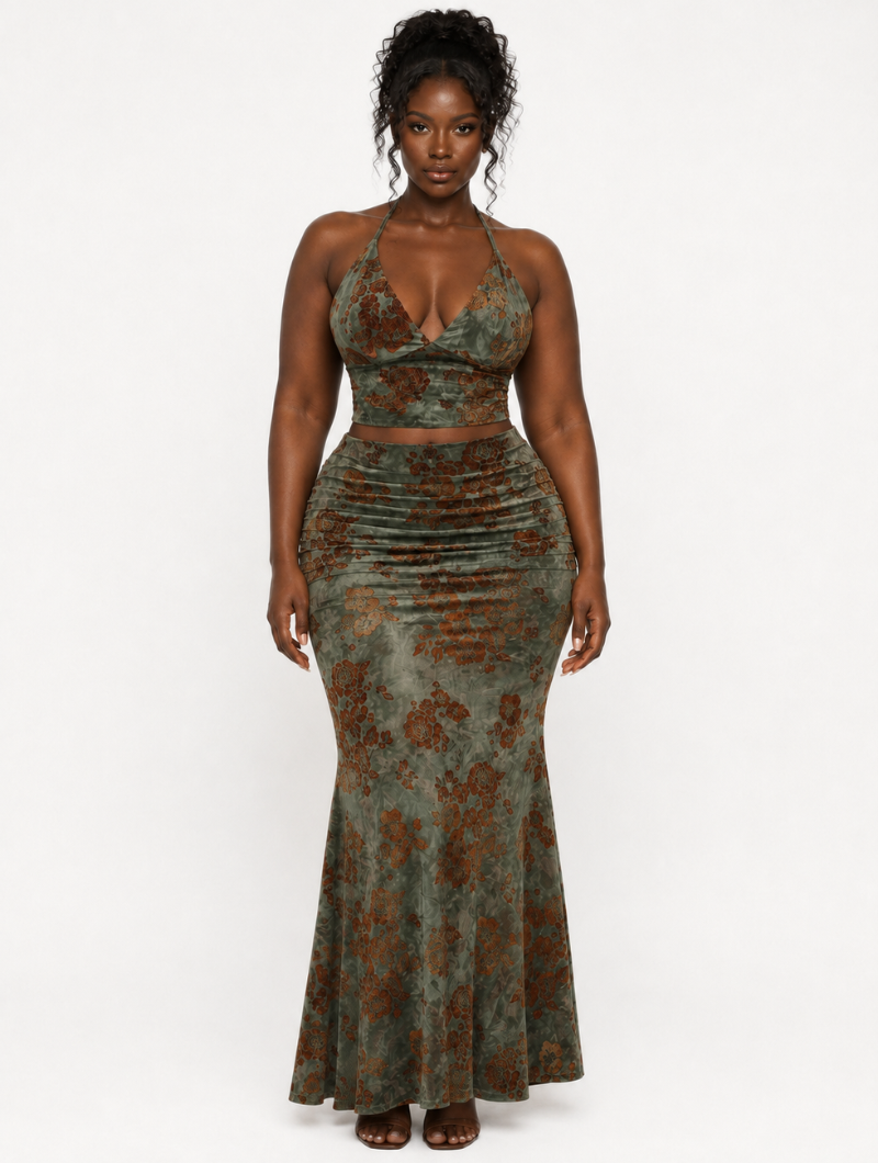 Vintage Floral Maxi Set