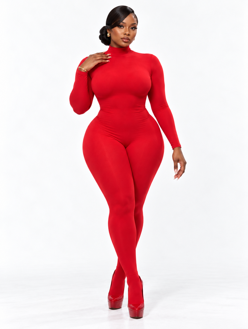 Hourglass Red Mockneck Jumpsuit
