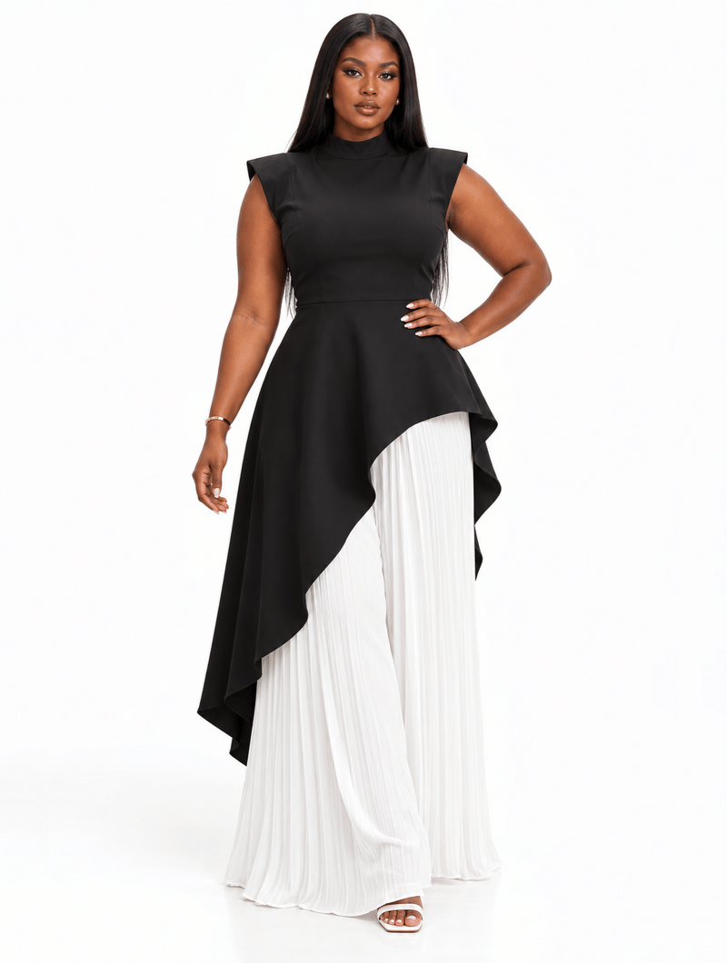 Asymmetric Pleated Pant Set