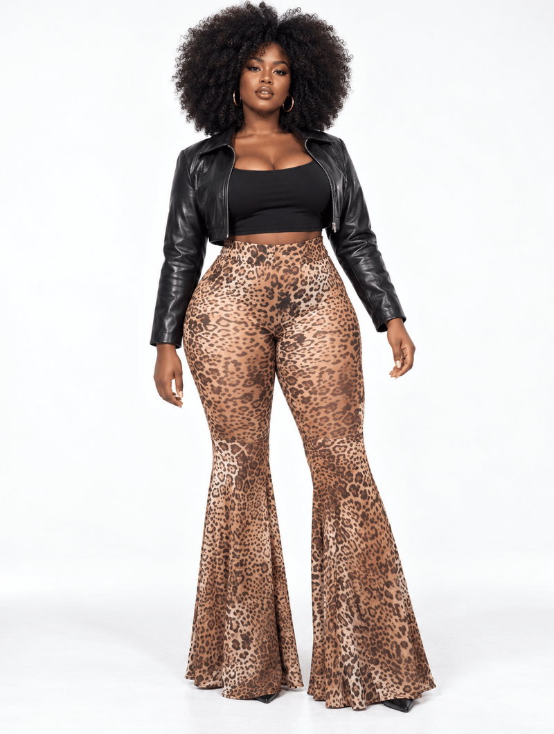 Retro Leopard Flare Pants