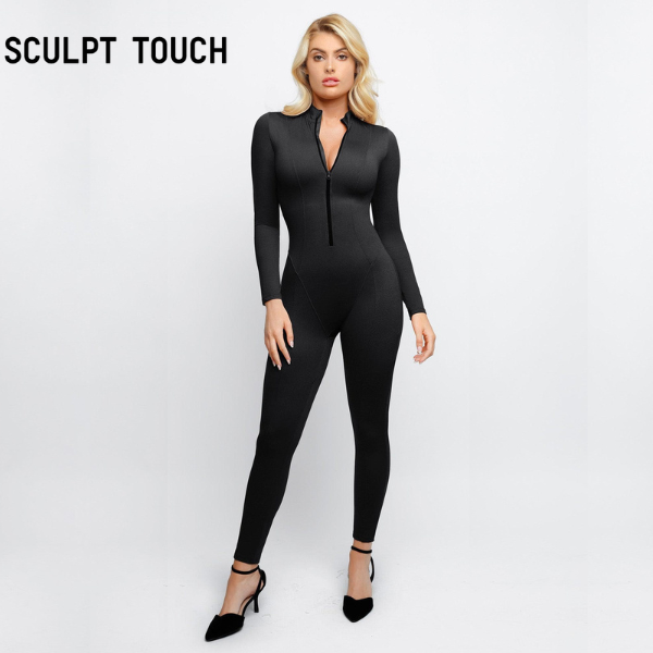 Long Sleeve Zip Front Sculpting Jumpsuit