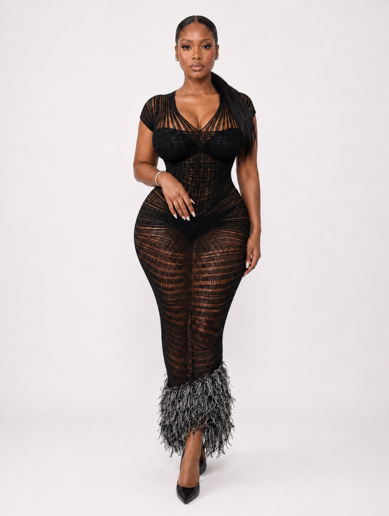 Black Swan Feather Gown