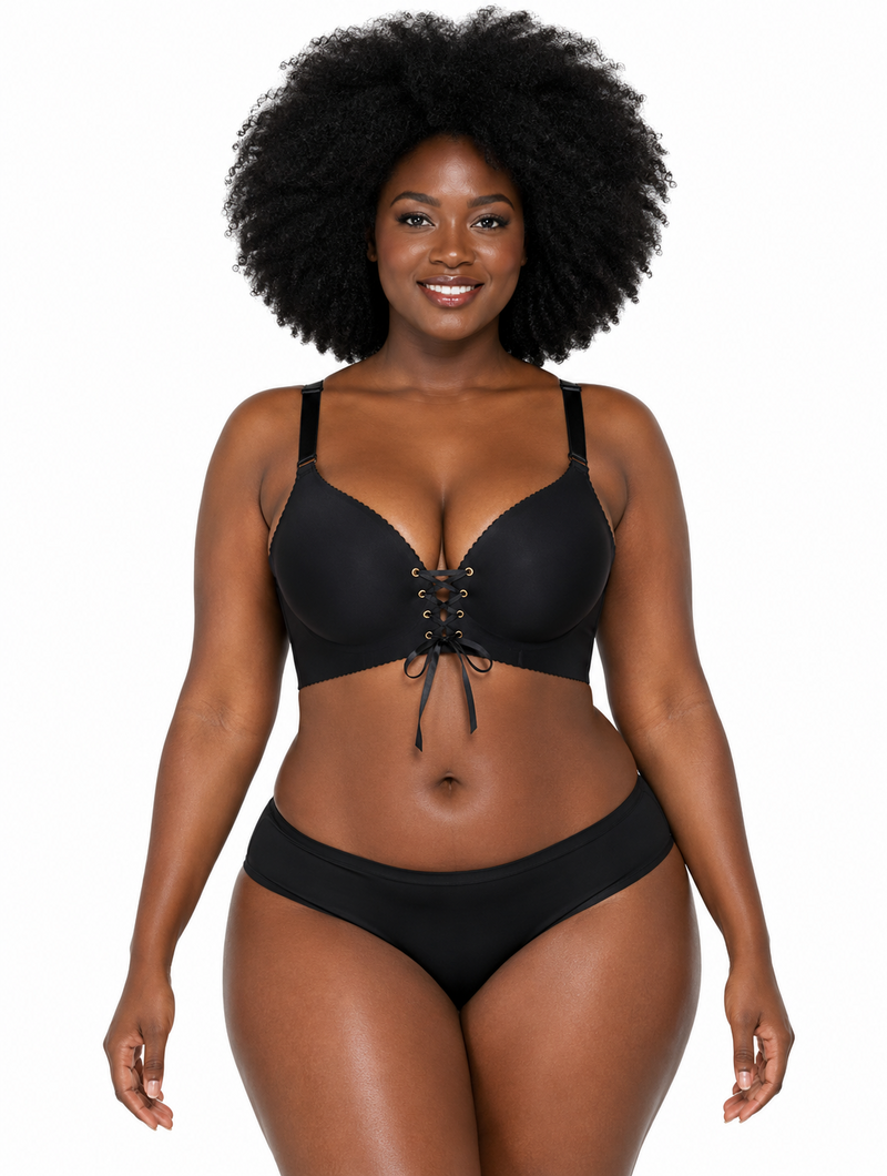 Lace-Up Push-Up Bra