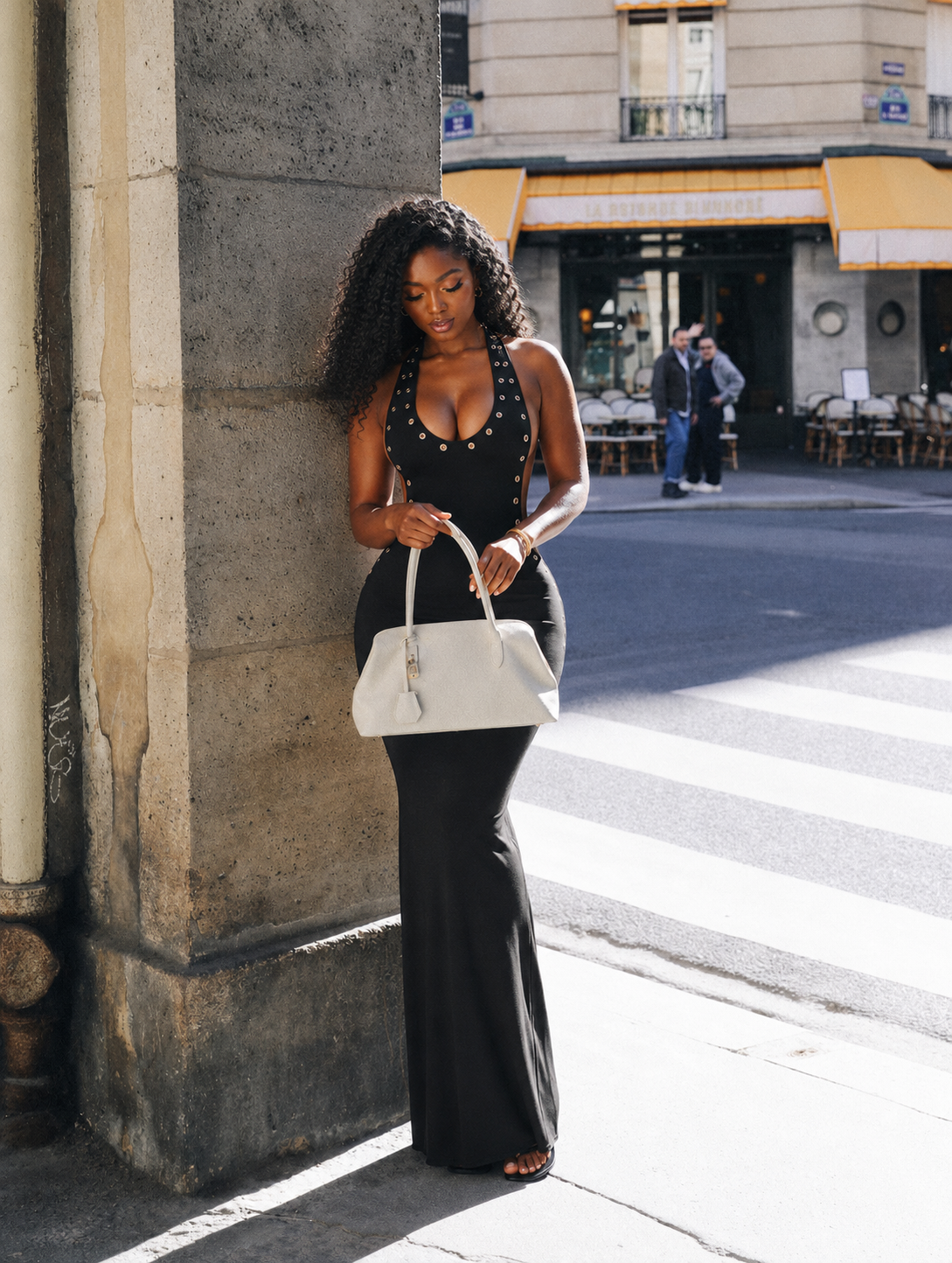 Grommet Detail Backless Maxi