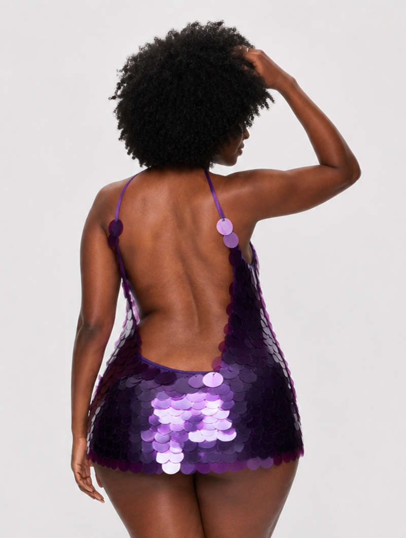 Sequin Halter Romper Dress