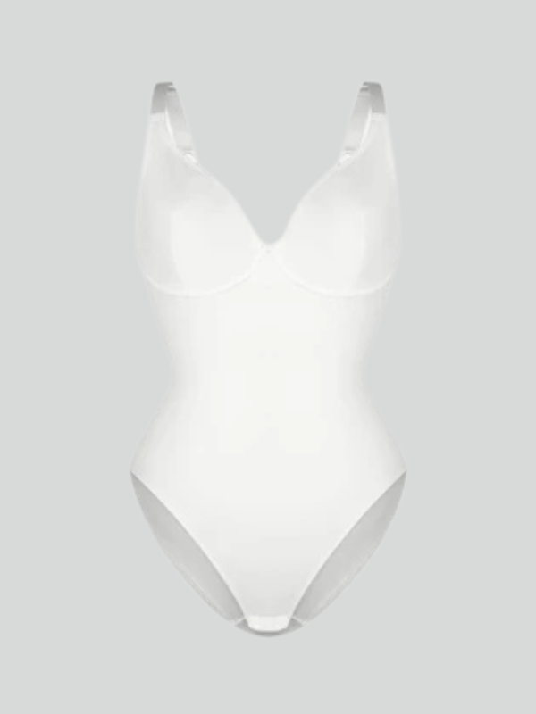 V Neck Adjustable Straps Tummy Control Bodysuit